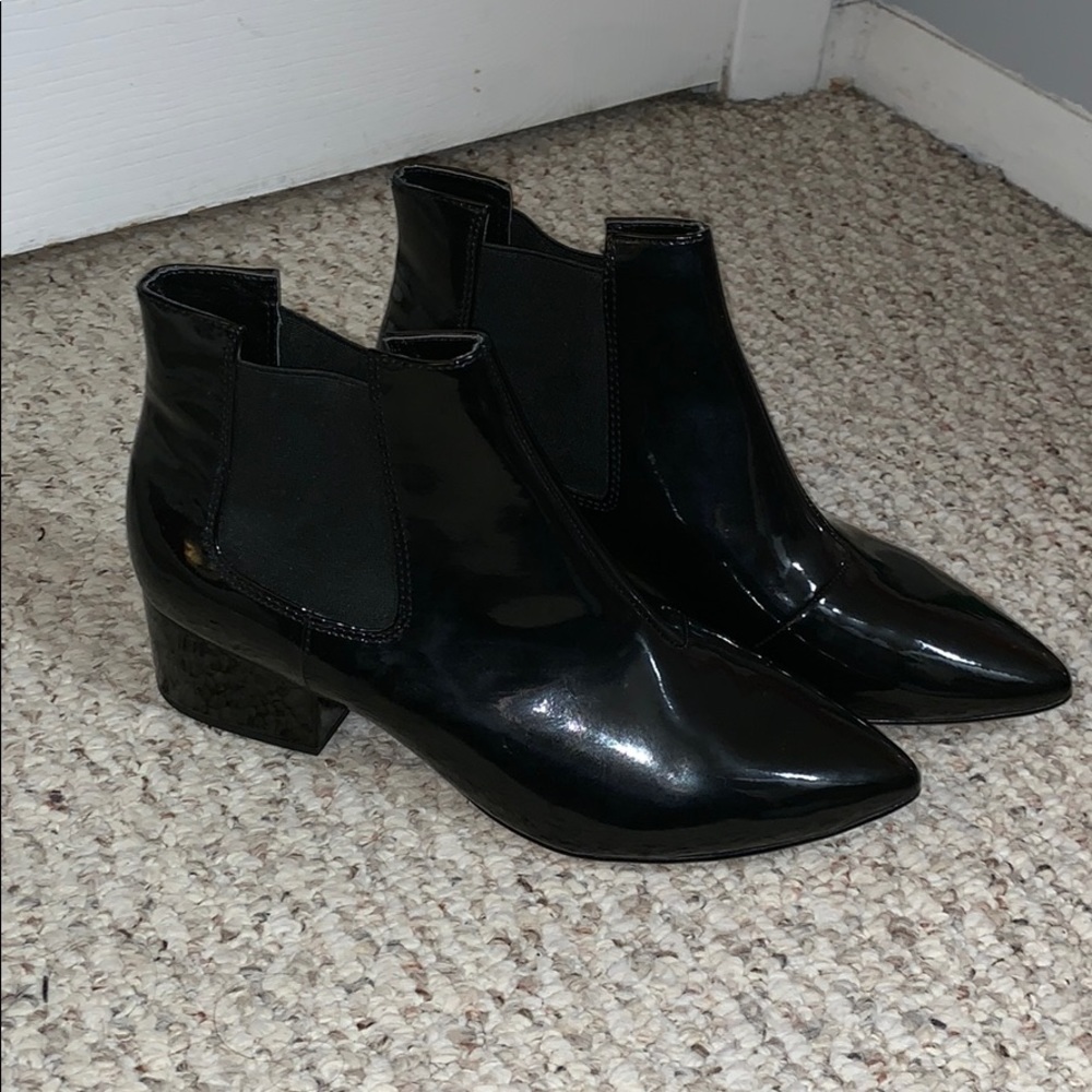 French Connection Black Patent Chelsea Booties 7.5